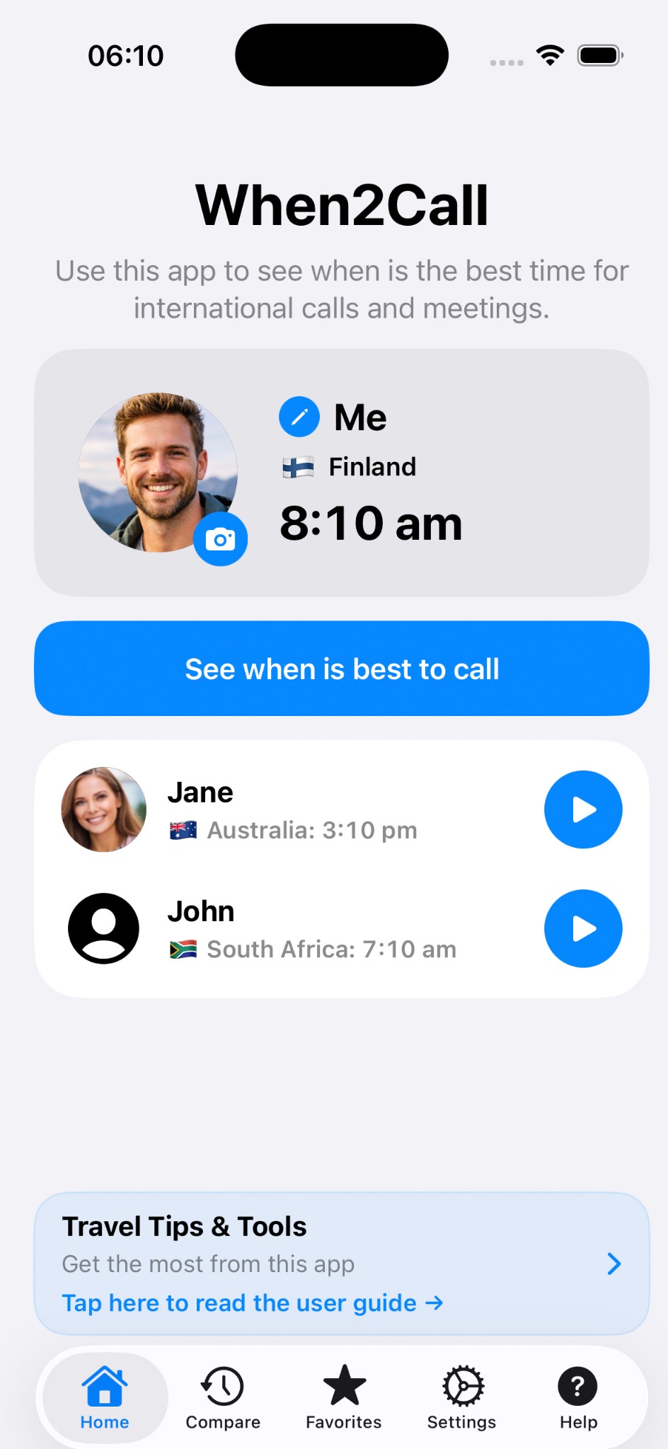 When2Call home screen